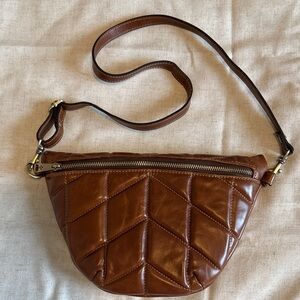Patricia Nash Brown Quilted Leather Crossbody